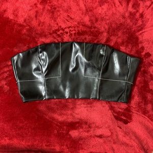 Black leather tube top